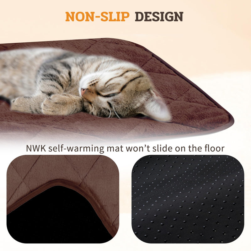 NWK Fluffy Self Warming Cat Mat, Cat Blanket, Thermal Dog Mat, Washable, Non-Slip Bottom for Sofa & Crate & Kennel & Car Seat (Coffee Brown, X-Large (45'' X 28'' X 0.4'')) Coffee Brown X-Large (45'' X 28'' X 0.4'') - PawsPlanet Australia