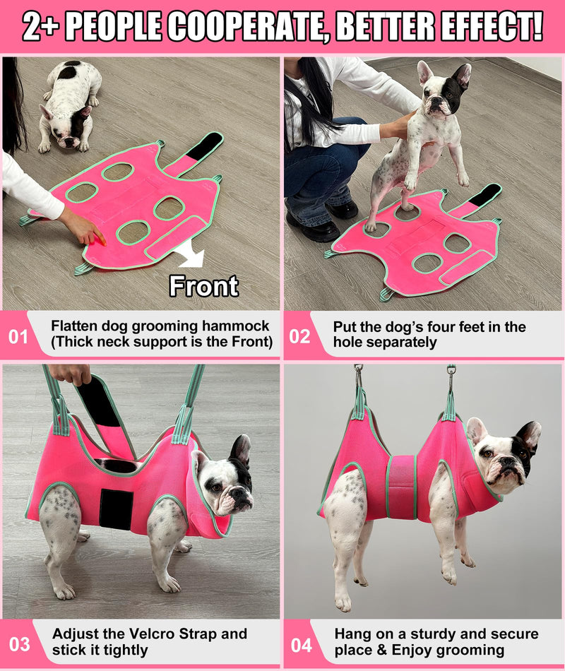 Dog Grooming Hammock, Medium Hanging Harness Holder Hanger for Nail Clipping,Nail Trimming Hammock,Dog Sling Restraint with Thick Fabric Neck Support for Claw Care Medium 26-45LB/Pink - PawsPlanet Australia