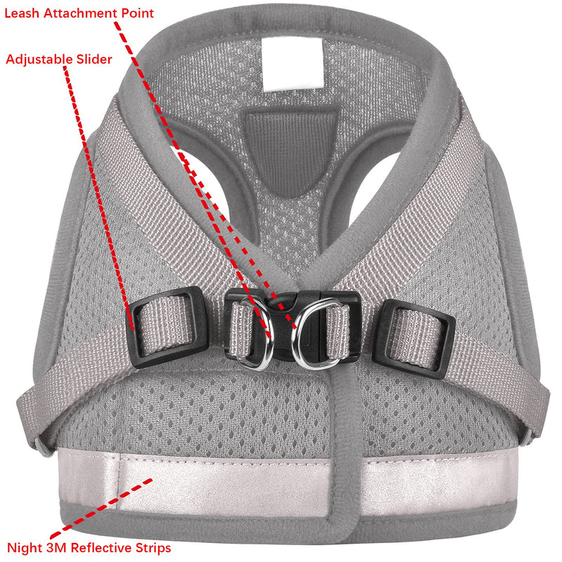Cat Harnesses and Puppy Harness with Leashes Set, Escape Proof Cat Harness, Adjustable Reflective Soft Mesh Vest Fit Puppy Kitten Rabbit Ferrets's Outdoor Harness M (Chest: 12" - 14") Grey