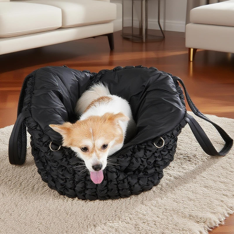 Pet Carrier Handheld and Shoulder-Carry for Dogs and Cats with Safety Leash 2-in-1 Fashion Quilted Pet Carrier - PawsPlanet Australia