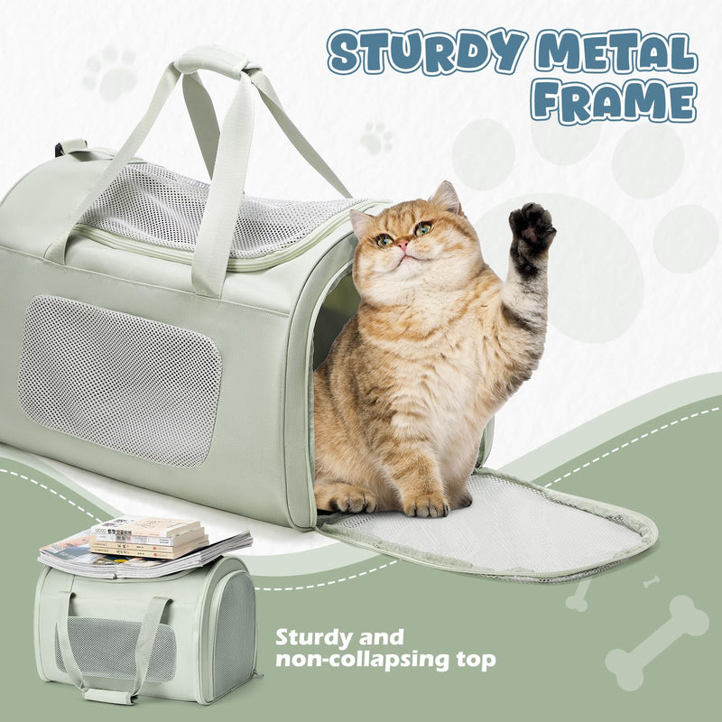 Large Cat Carriers Dog Carrier Pet for Small/Medium Cats Dogs Puppies,Soft-Sided Cat Bag Airline Approved,Carry Up to 20 Lbs,Green A-Medium-Green