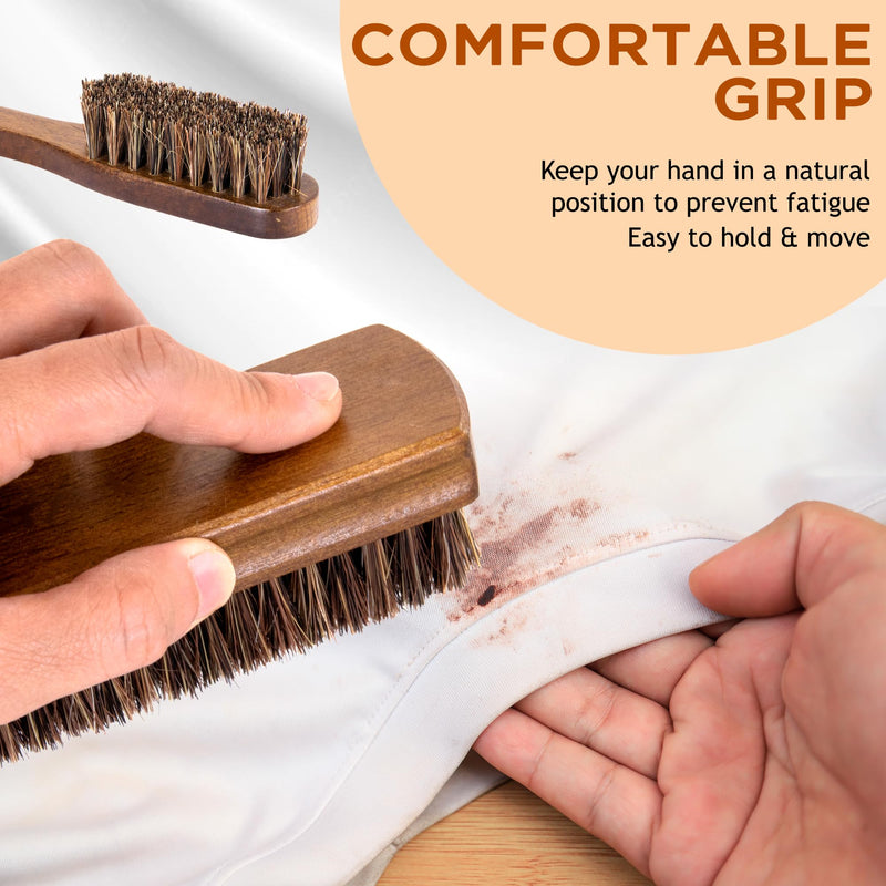Horsehair Laundry Stain Brushes Set 2pcs by TAKAVU, Natural Soft Bristle for Scrubbing Out Tough Stains on Delicate Fabrics Knits Cotton Leather Washable Fabrics Horse Hair Bristle - 2pcs - PawsPlanet Australia