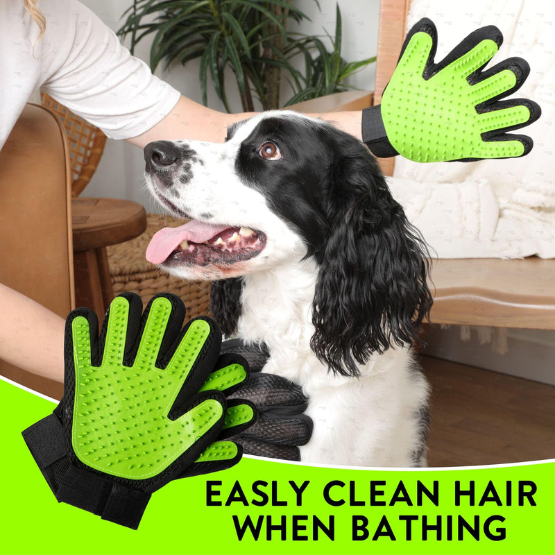 Pet Grooming Gloves – 1 Pair – Deshedding & Bath Massage Mitts for Dogs & Cats – Choose from 5 Colors – Adjustable, Reusable & Easy to Clean (Lime Green) Lime Green - PawsPlanet Australia