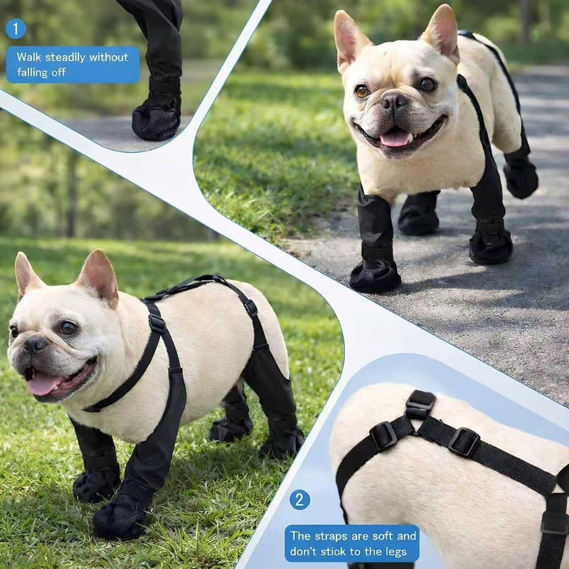 Dog Boots Suspenders Waterproof for Small & Medium Dogs, Anti-Slip Dirt-Resistant Paw Protectors, Rainy & Snowy Dog Boots Leggings with Adjustable Suspenders for Outdoor Walking,Running (S) S