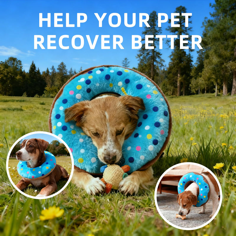 Inflatable Dog Collar Soft with Adjustable Fastening, Suitable for Wound Healing After Surgery, Does Not Affect Sleep or Eating sky blue XL