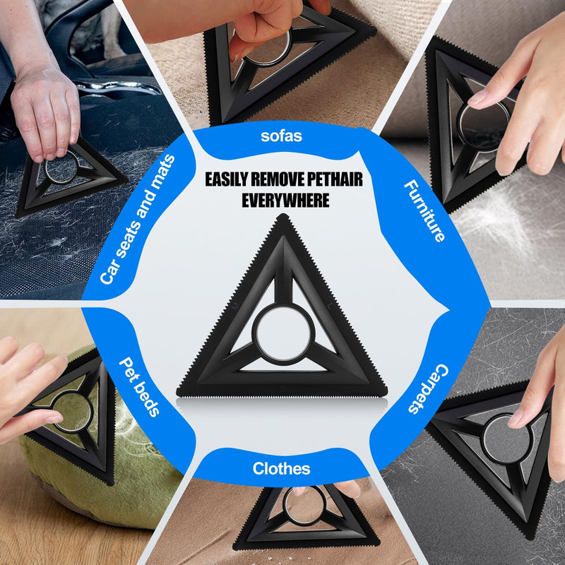 Portable deshedding dog brush Easy to clean,Reusable pet hair removal tool Very suitable for pet hair remover for laundry,3 different spacing sizes for various pet hair cleaning Matte Black - PawsPlanet Australia