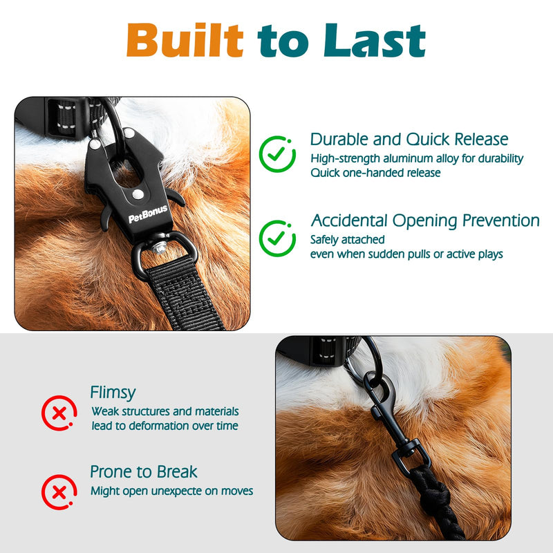 PetBonus 2 Pcs Frog Clip Dog Leash Clasp, 360 Degree Swivel Quick Release Metal Carabiner, Heavy Duty Safety Lead Connector for Linking Pet Collar Dog Harness - PawsPlanet Australia