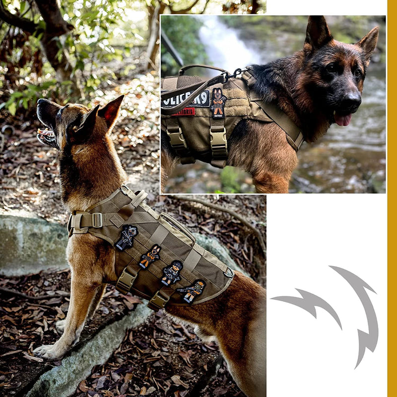 OneTigris No Pull Tactical Dog Harness for Medium Dog, Aire Mesh Dog Vest Harness, Breathable Military Dog Molle Vests with Handles, Service Dog Vest for Walking Hiking Training (L, Brown) L