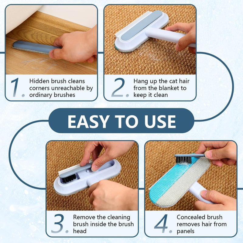 Couch Hair Removal Tool - 4-in-1 Reusable Pet Hair Remover Brush,Multifunctional Long Handle Lint Cleaner for Dogs and Cats,Gentle on Furniture,Washable