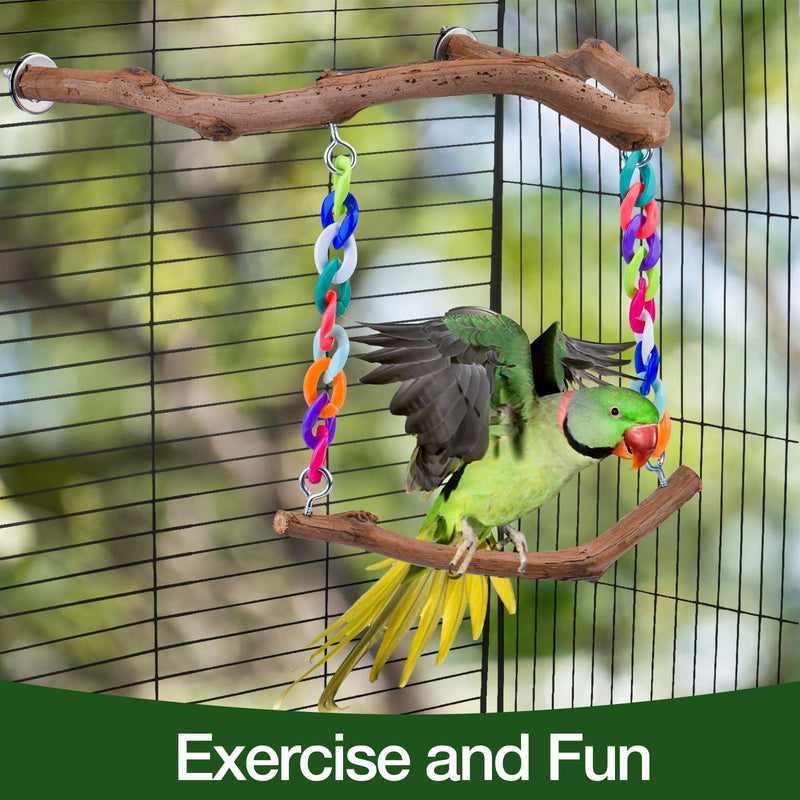 Bird Swing Toys, Standing Bird Perch with Natural Grape Wood, U Shape Hangable Birdcage Accessories, Birds Chewing Toy for Budgerigars, Parakeets, Cockatiels, Conures, Lovebirds, Finches (1Pack) 1Pack - PawsPlanet Australia