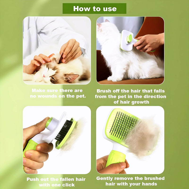 Versatile Pet Grooming Brush and Deshedding Tool - Gently Removes Loose Undercoat for Cats and Dogs, Suitable for Pet Massage (Green Light) Light Green - PawsPlanet Australia