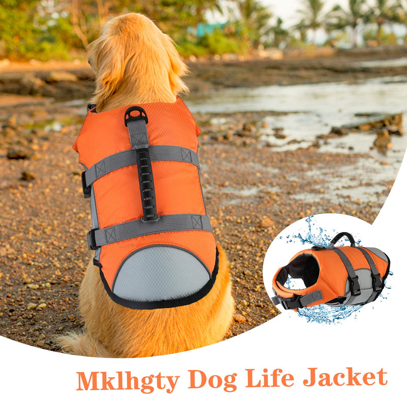 Dog Life Jacket - Reflective Adjustable Vest With Rescue Handle for Swimming and Boating - Ripstop Pet Safety Preserver for Small, Medium and Large Dogs Orange X-Large - PawsPlanet Australia