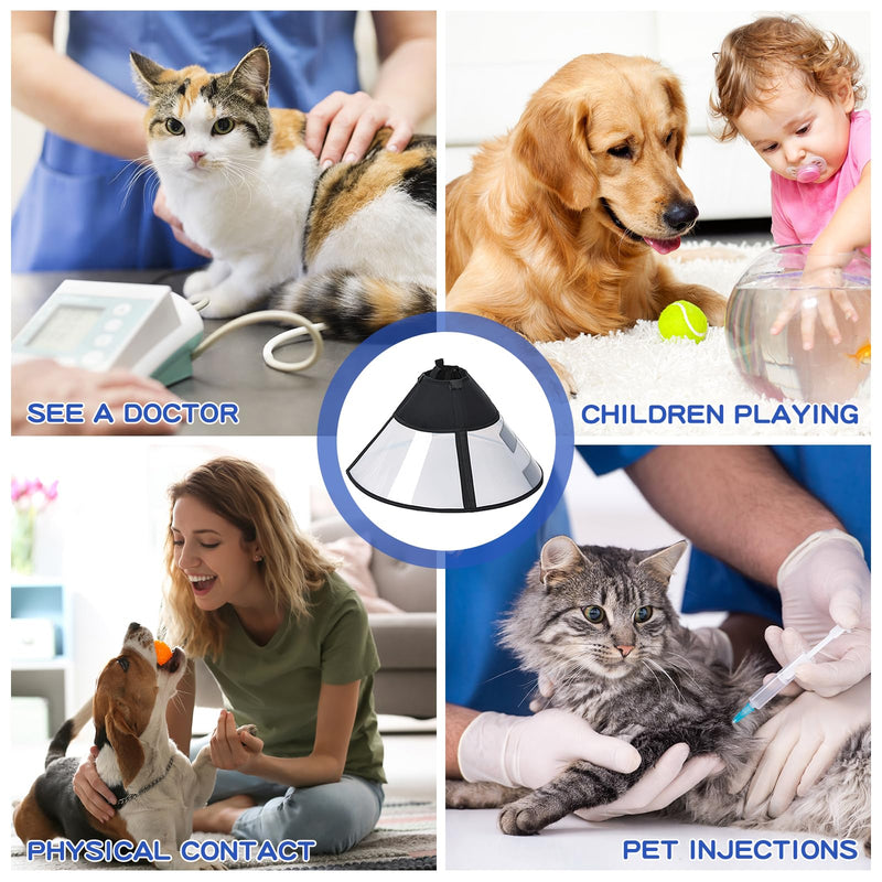 Cone Collar for Dogs, Collar Dog Leak Protection, Large, Black Dog Collar, Leak Protection with Fastening, Protective Collar for Dogs After Surgery Recovery, Adjustable and Foldable
