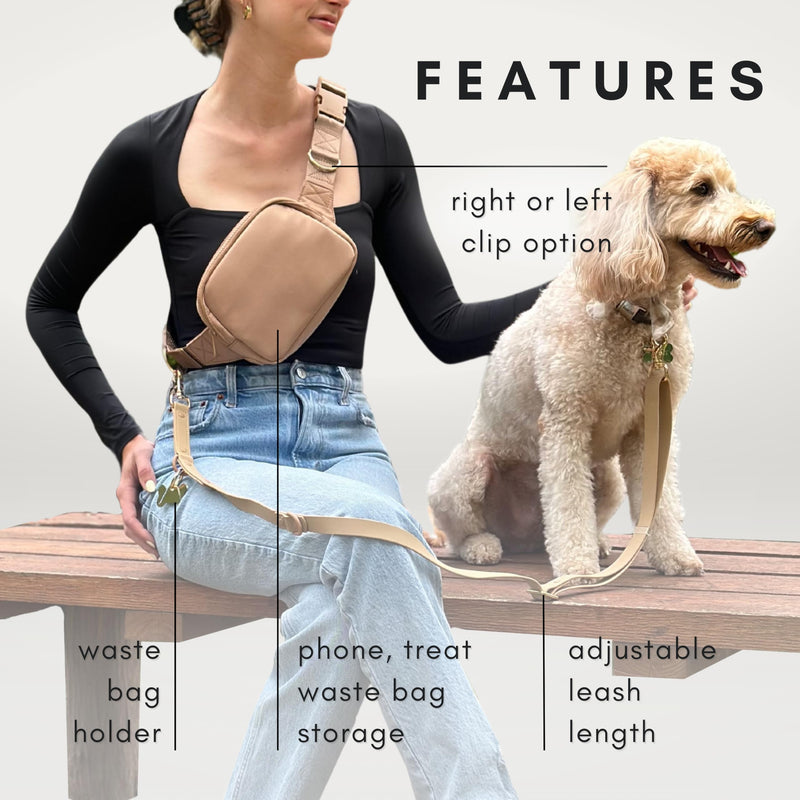 Hands Free Leash and Belt Bag | Black Belt Bag + Leash - PawsPlanet Australia