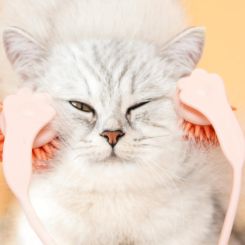 Cat Massager Roller Silicone Grooming Tool Relaxer Pink Stick with Pink Massage Face Thin Scroll Wheel for Indoor Dog Cat Head's Pet - PawsPlanet Australia