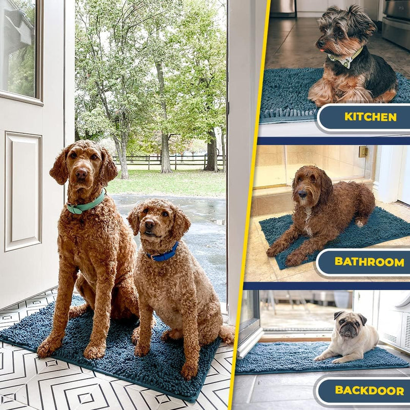 Muddy Mat® | Super Absorbent Door Mat Indoor, Microfiber Quick Dry Chenille Entryway Rug, Non-Slip Front Door Mat, Indoor Mats for Entryway, Machine Washable Pet Rug, Atlantic Blue 30"x19" 19" x 30"
