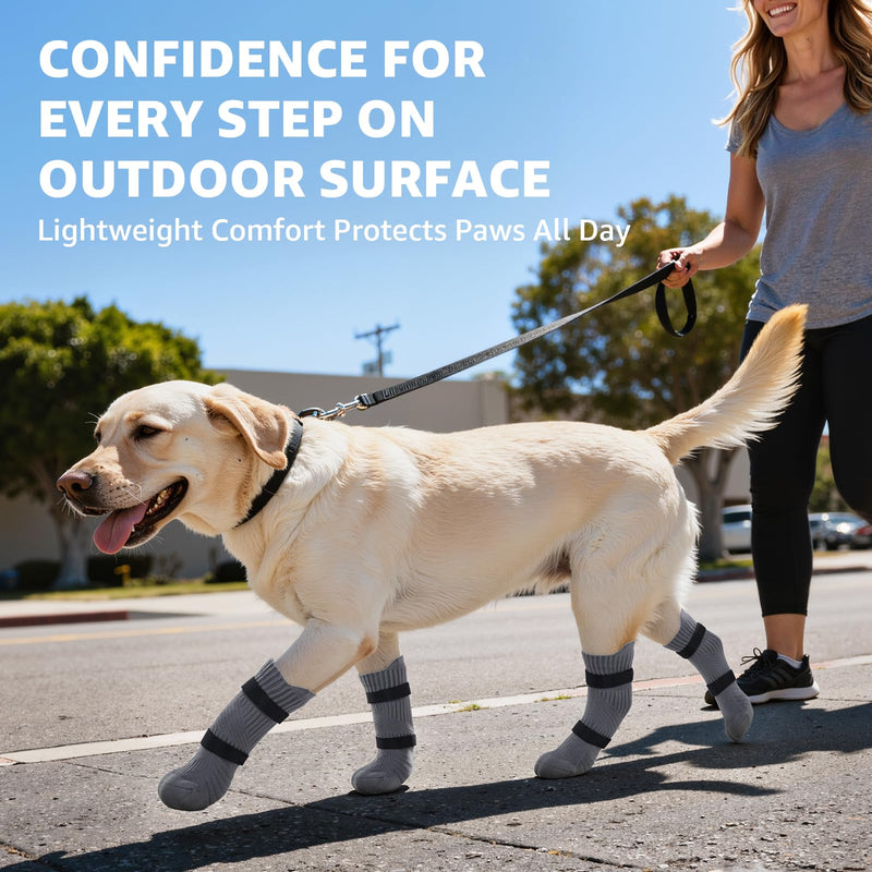 LOOBANI Dog Socks for Outside to Prevent Licking Paws, Dog Socks for Winter Hot Pavement, Dog Booties for Small Medium Large Senior Dogs, Dog Boots & Paw Protectors with Straps Gray M