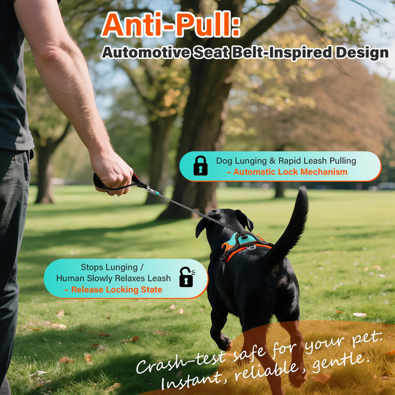 No Pull Dog Harness, 2 in 1 Retractable Harness with Auto-Lock, Reflective Breathable Mesh and Handle, Adjustable Leash Set for Small, Medium,Large Dogs,Cats (Color 1, L) COLOR 1 - PawsPlanet Australia