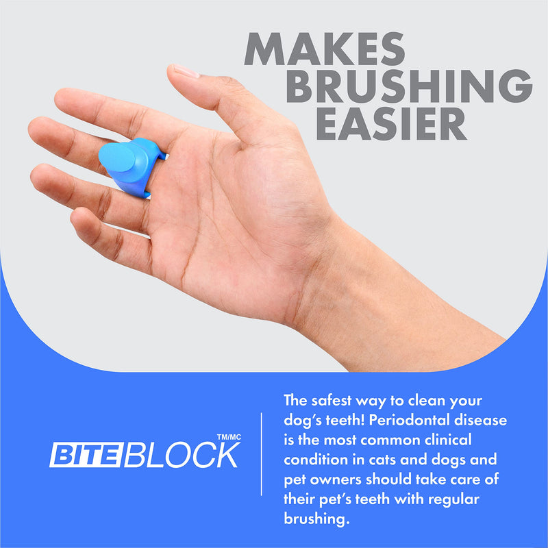 Dog Toothbrush and Bite Block Assistant Combo Pack by Paw Ready for Puppies' Dogs and Cats Small Size for use with Pets Between 5-15 lbs. (2-7kg) Protects Hands and Fingers While Brushing 1 Count (Pack of 1) Blue