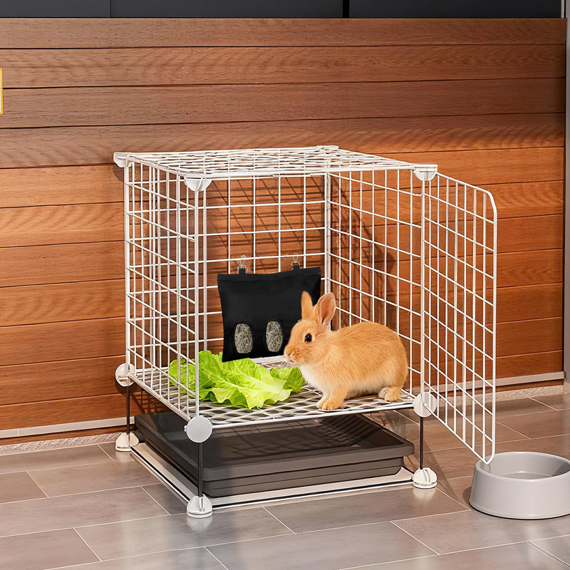 2PCS Rabbit Hay Feeder,3 Hole Hay Bag for Rabbits, Washable Hanging Small Animal Feeder for Guinea Pig Bunny Chinchillas Hamsters and Other Pets Black - PawsPlanet Australia