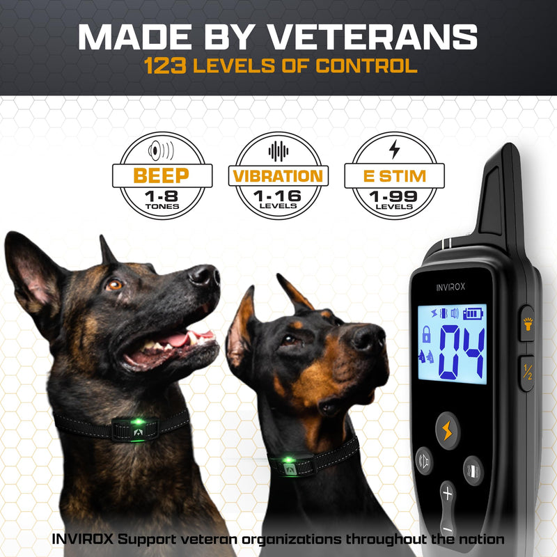 INVIROX Dog Training Collar for Large Dog X2 [2026 Edition] 123 Levels Dog E Collars 1100yd Range, 100% Waterproof, Rechargeable Electric Collars for Medium Dogs, E Collar for Large Dogs Black & Gray - PawsPlanet Australia