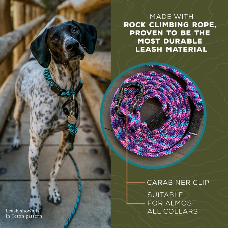 Wilderdog Carabiner Climbing Rope Dog Leash for Medium & Large Dogs - 10ft - Pacific Blue - PawsPlanet Australia