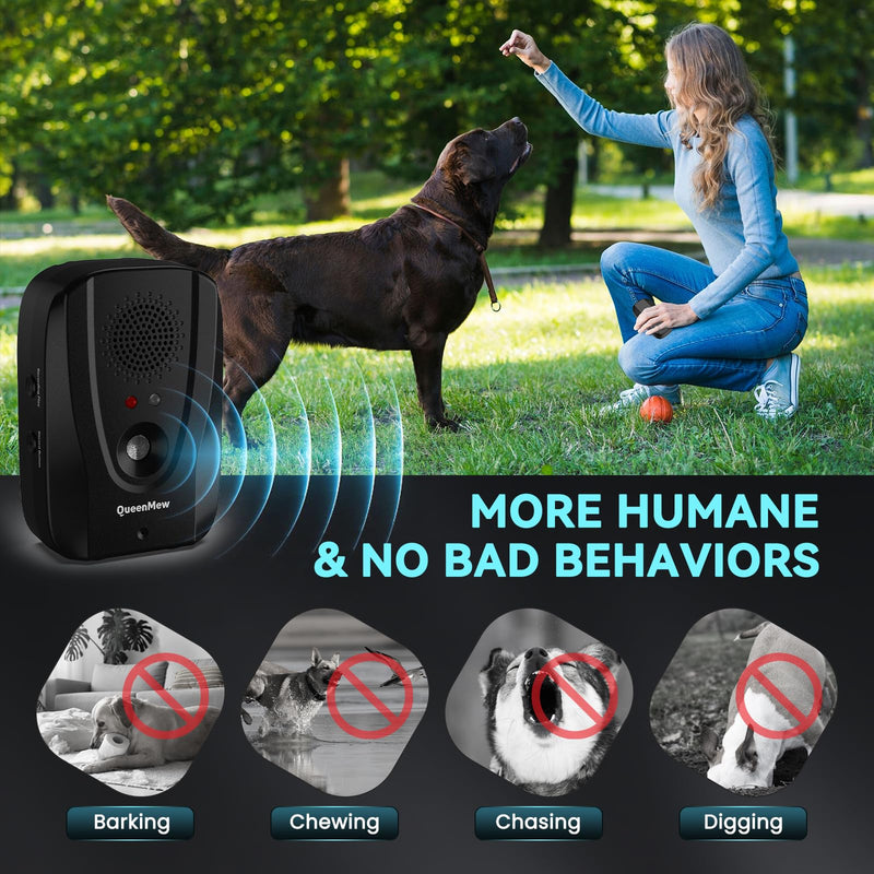 Anti Barking Device with Remote, 2 IN 1 Auto Anti-bark & Remote Training Bark Control Device, 600FT Range IP45 Waterproof Outdoor Indoor Ultrasonic Dog Barking Deterrent Devices with Recording& Alarm