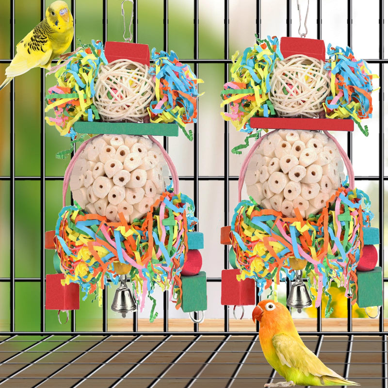 BBjinronjy Bird Toys,2PCS Hanging Natural Soft Sola Ball Beak Chew Shred Forage Toys for Parrots,Cockatiel,Conure,Love Birds,Parakeets,Budgie and Other Small Birds M 2PCS A - PawsPlanet Australia