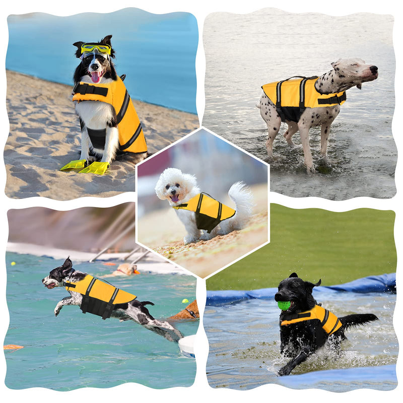 Dogcheer Dog Life Jacket, Ripstop Dog Life Vest with Reflective Stripes, Adjustable Puppy Life Jacket for Swimming High Buoyancy Dog Swim Flotation Vest for Small Medium Large Dogs(Yellow-XXS) XX-Small Yellow