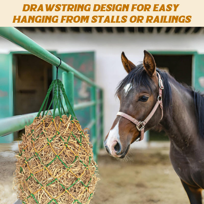3PCS Hay Net for Horses,40" Slow Feed Hay Nets for Horses Goat Sheep,Strong Load-Bearing Hay Bags Hanging for Horse Stable Trailer 2.36"x2.36" Holes (Green) Green - PawsPlanet Australia
