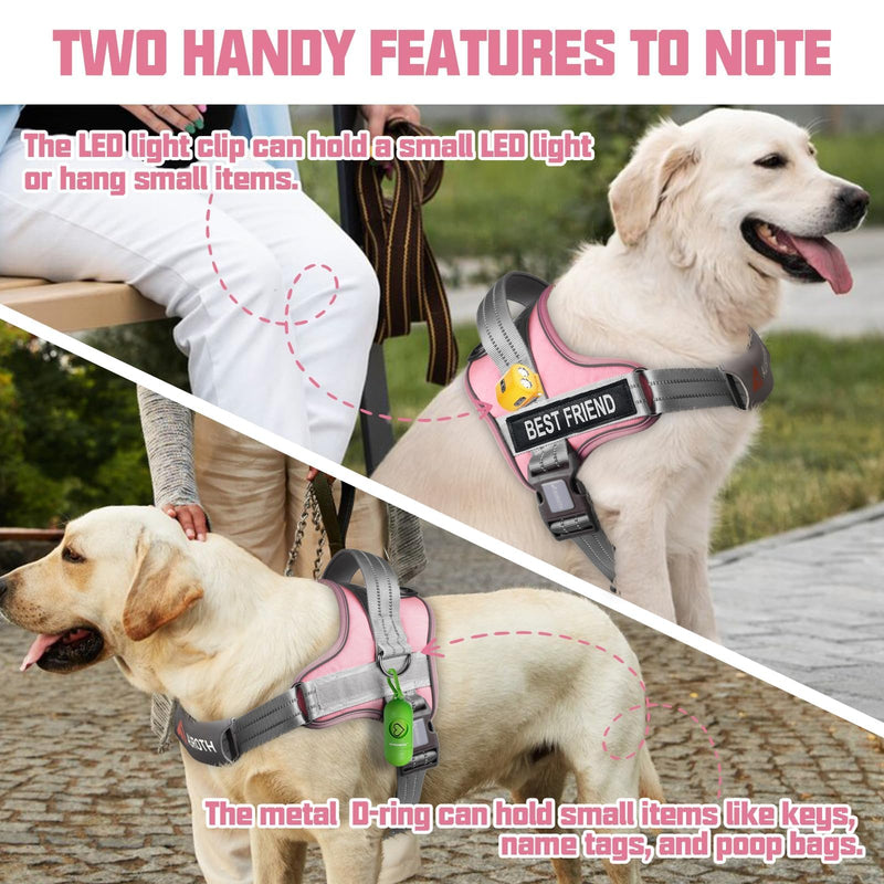 AUROTH Dog Harness and Leash Set, Soft Padded Service Dog Vest with 5.25FT Dog Leash, No Choke, Easy On Pet Vest, Adjustable Reflective No Pull Pet Vest Medium Sized Dog, Easy Walking and Training Leash Set-Pink - PawsPlanet Australia