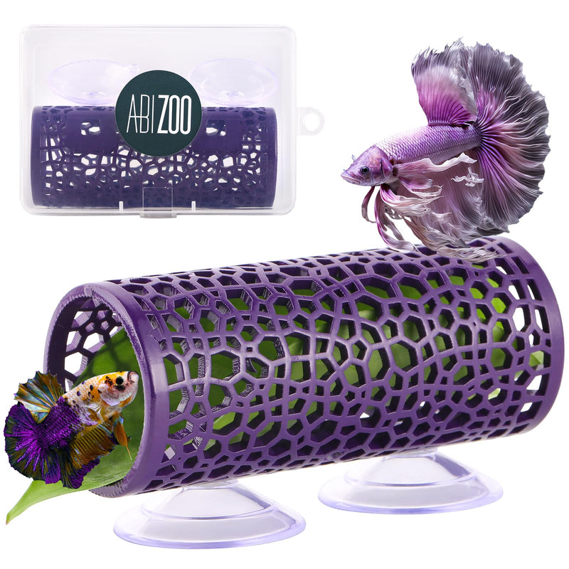 betta cave,Purple Betta Fish Tunnel with Holes for Small Fish Shrimp habitat Betta toys Shelter Hideaway betta Hammock Tube house betta fish tank decorations Put plants,moss aquarium ornament L1