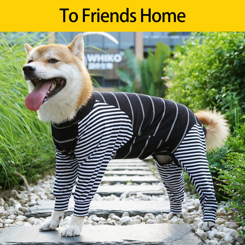 Dog Surgery Recovery Suit Onesie With Legs Long Sleeves Breathable Post Surgery Pyjamas Anti Lick Abdominal Wound Dog Cone Alternative For Pet Dogs (XL,Black) XL (Pack of 1) black