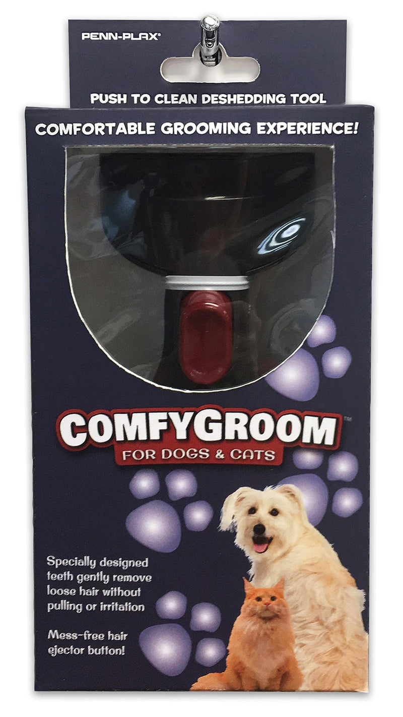 Penn-Plax ComfyGroom Deshedding Brush - for Dogs or Cats – Quick and Easy Grooming | Comfortable for Your pet and Easily Comb Out Excess pet Hair | Simple Push Button Disposable Makes Clean up a snap