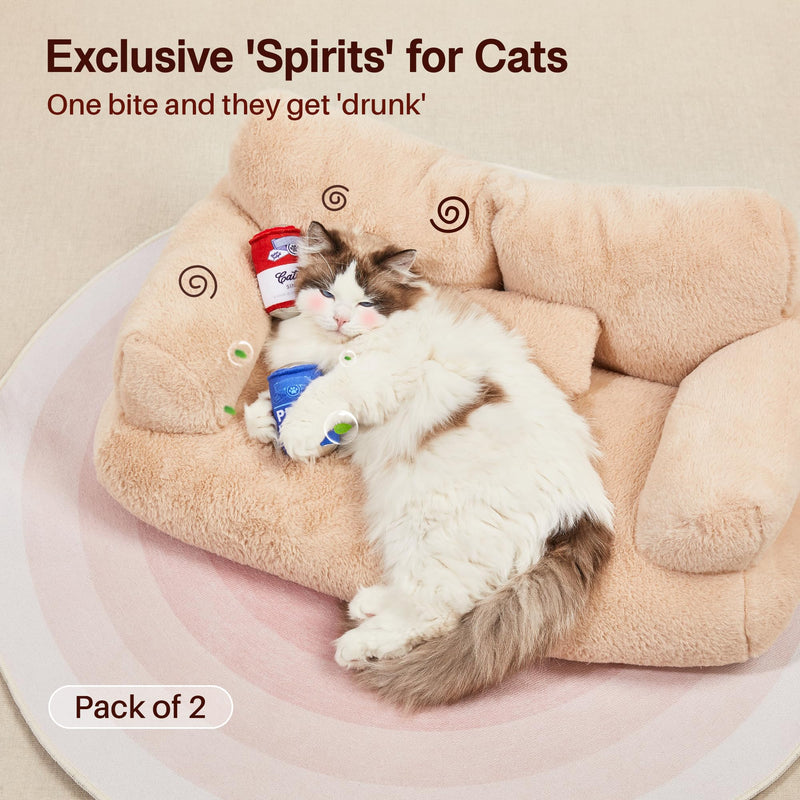 Potaroma 2Pcs Beer-Simulation Catnip Toys, Crinkly Sound Toy, Durable Cat Bite Kicker Toys, Indoor Kitten Exercise 3.5 Inches for All Breeds - PawsPlanet Australia