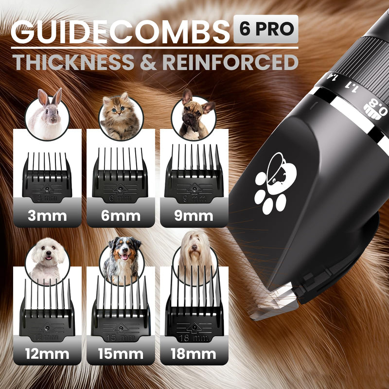 Dog Clippers for Grooming, 3-Speed Low Noise Cordless Pet Grooming Kits with Ceramic Blades & LED Display for Dogs Cats Full Coat Hair - PawsPlanet Australia