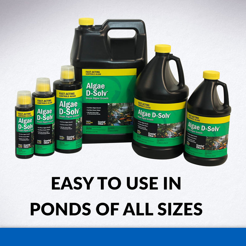 CrystalClear Algae D-Solv Pond Algae Control, Fast-Acting EPA Registered Algaecide, Use in Fountains & Outdoor Ponds Containing Koi & Other Fish, Treats 5,760 Gallons, 16 Ounces - PawsPlanet Australia