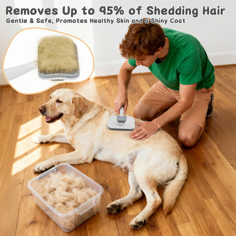 3-Piece Dogs & Cats brush for shedding - Self Cleaning Slicker Brush, Dematting Comb & Nail Clipper - Professional 3-in-1 Grooming Set for Shedding, Mats & Tangles - Easy At-Home Pet Care Tools - PawsPlanet Australia