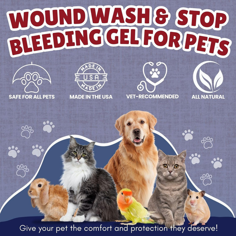 Dog Wound Care Gel & Wash Duo Pack | Styptic Powder Alternative for Dogs & Cats - Quick Stop Bleeding for Cuts (15ml) | Wash It Wound Wash for Dogs & All Pets/Animals to Gently Cleanse Wounds (4oz) - PawsPlanet Australia