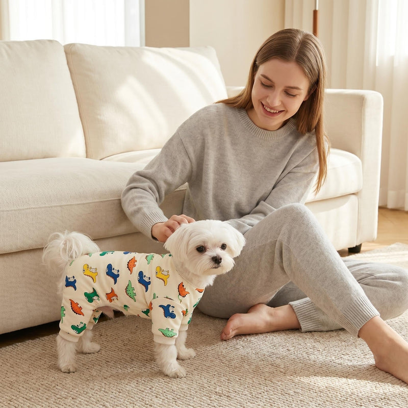Dog Pajamas for Small Dogs,Dog Surgery Recovery Suit,L | Anxiety Calming,Sensitive Skin,Easy Potty,Shedding Control,Outdoor Protection,Machine Washable,Soft,Stretchy,Durable Dinosaur Large(7.5-13lbs)