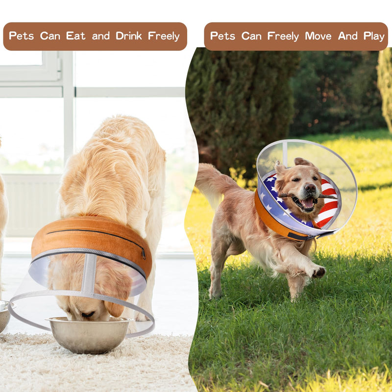 TDTOK Inflatable Dog Cone Soft, Adjustable Flag Dog E Collar After Surgery with Detachable Anti-Licking Shield, E Collar Pet Cone Alternative After Surgery US Flag XL (Neck: 18-22'') - PawsPlanet Australia