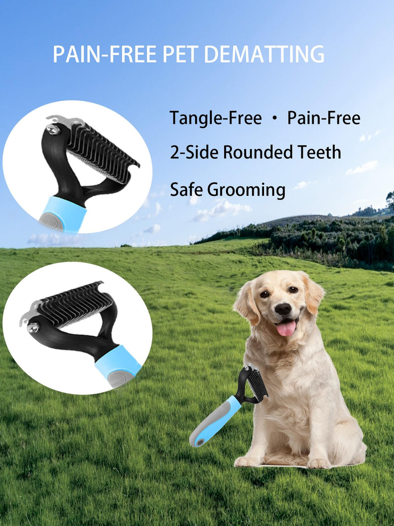 6ps Dog Cat Brush Grooming Kitf, Dog Cat Brushes, Bath Brush, Dematting Rake and Comb, Nail Clipper, Nail File, Flea Comb (Blue 6 Kits) Blue 6 Kits - PawsPlanet Australia