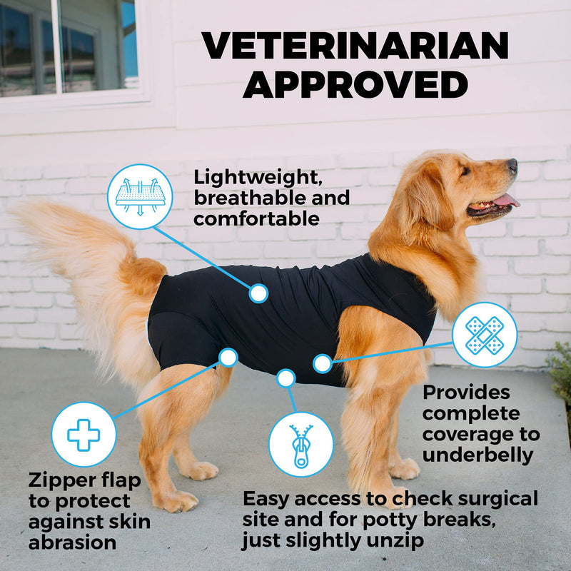 Shed Defender Recovery Suit for Dogs - Seen on Shark Tank, Post-Surgery Dog Onesie, Vet Approved, Anxiety Shirt, E-Collar Alternative, Calming Vest Jacket, Covers Hot Spots & Abdominal Wound, Bodysuit L (41 - 60 lbs) Heather Grey - PawsPlanet Australia