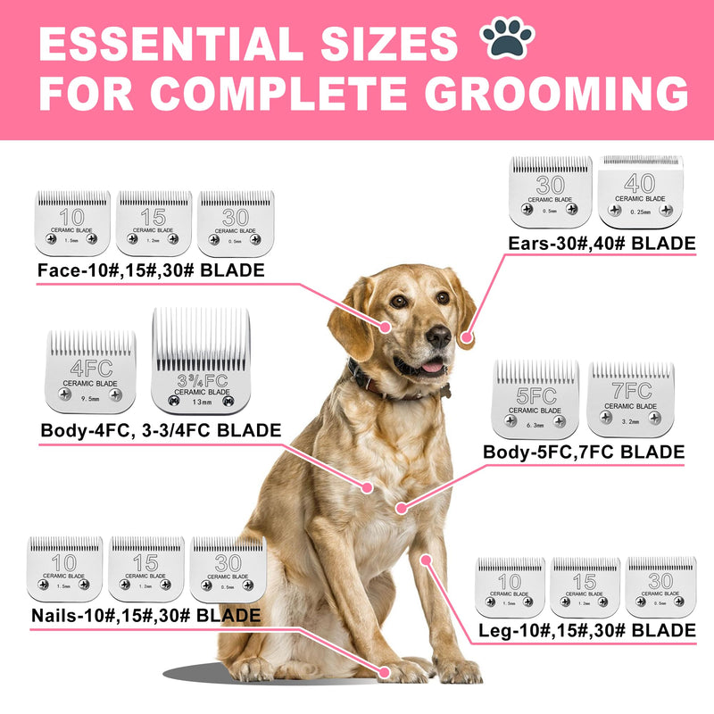Detachable Pet Clipper Blades Dog Grooming Clipper Replacement Ceramic Blades, Compatible with Andis, Wahl, Oster(Size 10#,Cut Length 1.5mm) 10# (1.5mm) - PawsPlanet Australia