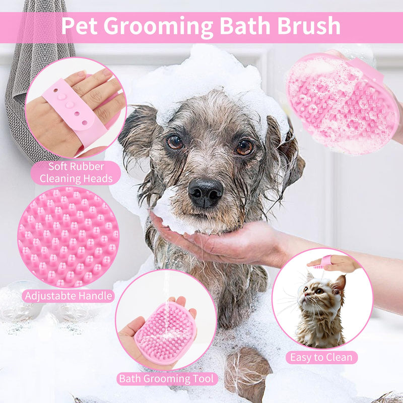 9 Pcs Pet Grooming Brush Set for Shedding, Professional Cats Dogs Long Hair Brush Nail Clipper And File Grooming Kit Self Cleanup Deshedding Multifunctional for Dogs Cats (Pink) Pink - PawsPlanet Australia