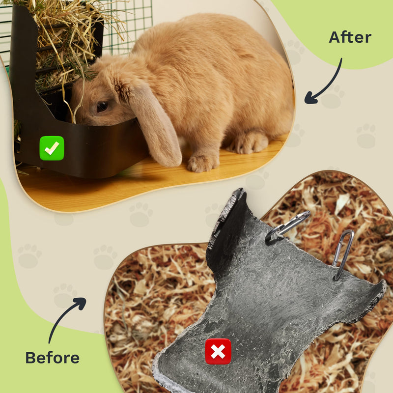 Hay and Food Feeder for Rabbit, Guinea Pig, Bunny, Chinchilla, Heavy Duty Metal Bin 5.5 x 5.5 x 7 inch - PawsPlanet Australia
