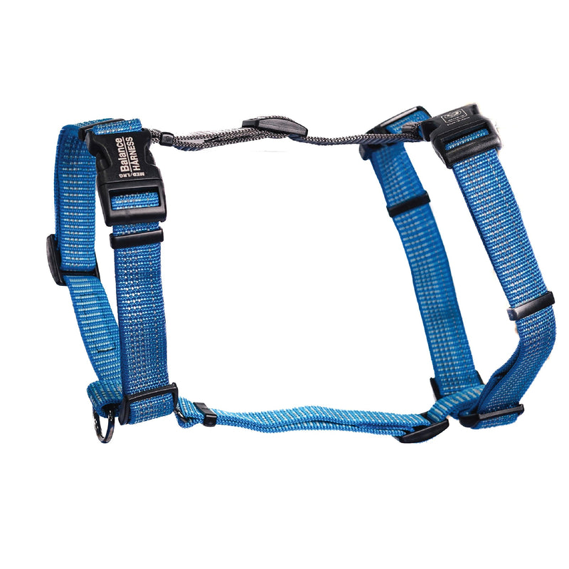 Blue-9 Reflective Buckle-Neck Balance Harness, Fully Customizable Fit No-Pull Harness with 3M Reflective Stitching, Ideal for Dog Training and Obedience, Made in The USA, Blue, Small S (Chest: 17.5"-25.5")