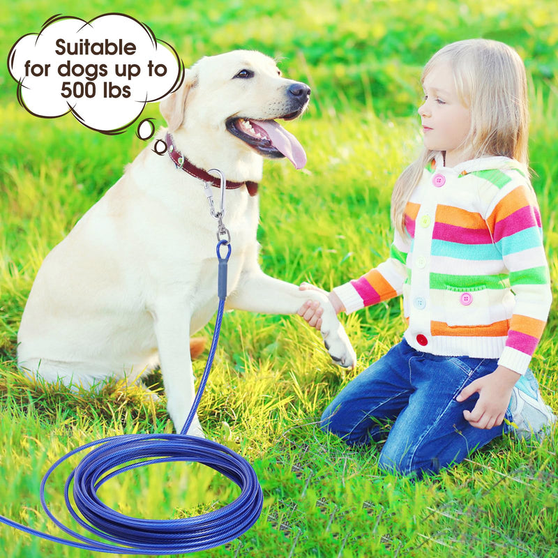 Dog Tie Out Cable for Dogs Outside Up to 500lbs,10/20/30/50FT Long Dog Leashe&Chains,Small-Large Dogs Runner Cable for Yard,Heavy Duty Dog Lead Line for Outdoor,Camping,Yard (500lbs 30FT, Blue) 500lbs 30FT - PawsPlanet Australia