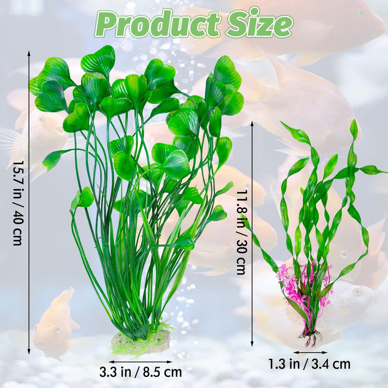 Hamiledyi Aquarium Plastic Plants Tall Fish Tank Decorations, Fish Tank Plants Artificial Green Water Plants Grass Cluster Aquarium Décor Soft Plastic Fake Aquarium Artificial Plants 2PCS