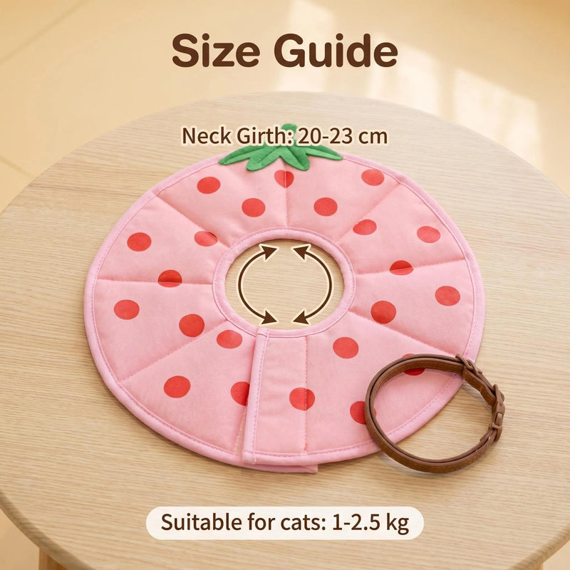 Cosiesnest Adjustable Elizabethan Cat Cone Collar to Stop Licking After Surgery Cat Recovery Collar Soft Cone, Waterproof Design with Folding Edges for Cats and Kittens - Strawberry (S)
